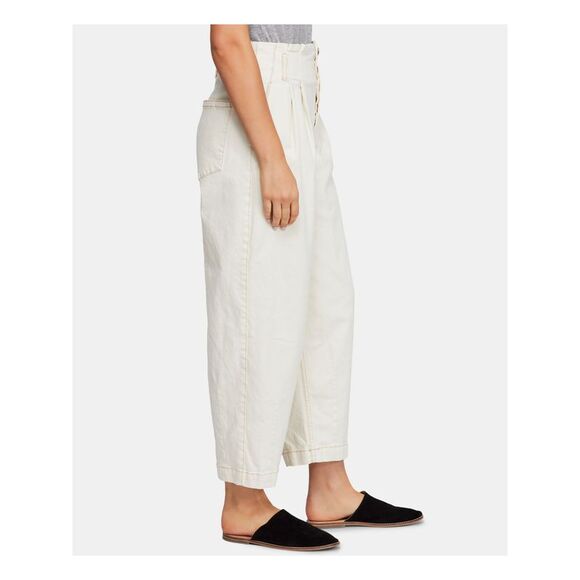FREE PEOPLE Womens Ivory High Waist Jeans 6 - Picture 3 of 4